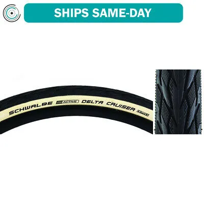 2 Pack Schwalbe Delta Cruiser Tire 26x 13/8 Clincher Wire Whitewall KGuard 11101083