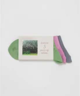 3 Pairs Of Colorful Socks - Roses