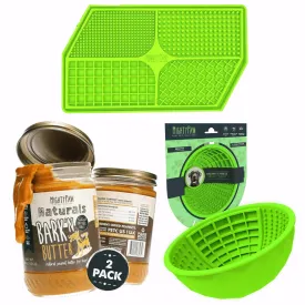 Enrichment Bundle with Dog Lick Bowl, Slow Feed Dog Bowl & Bark'n Butter
