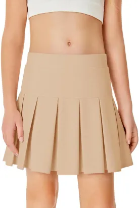 Haloumoning Girls Pleated Skirts School Kids Casual Mini Flare A Line Uniform Skorts Skirt 5-14 Years