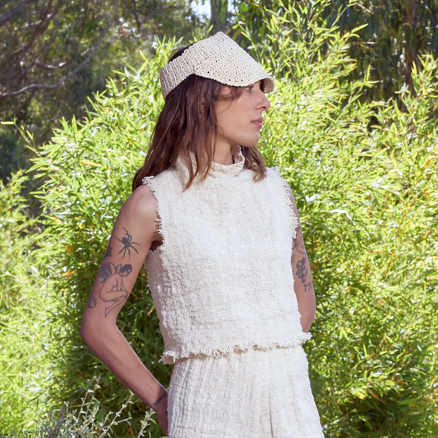 Hand Crocheted Raffia Visor