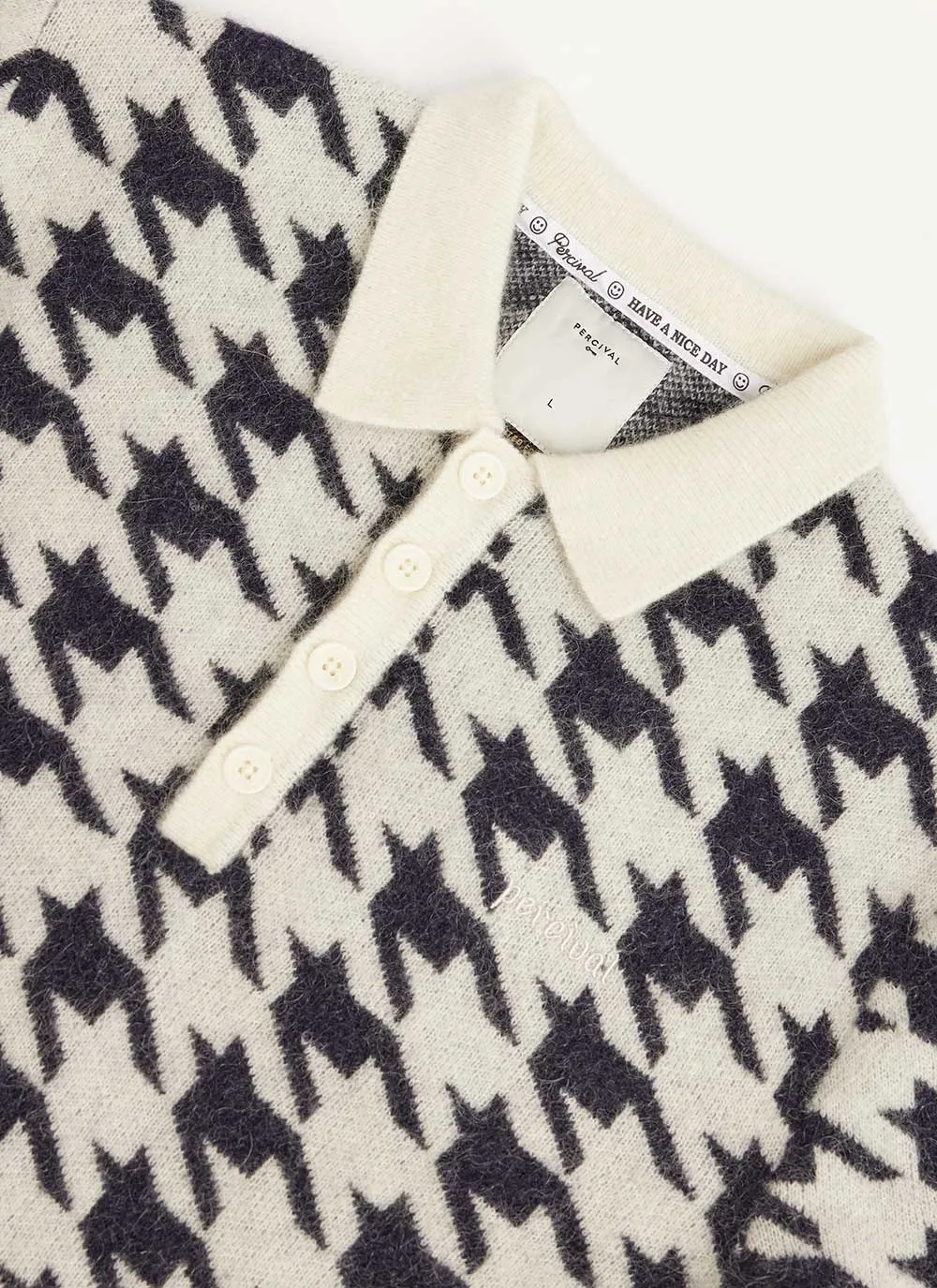 Houndstooth Rugby Shirt | Mohair | Ecru
