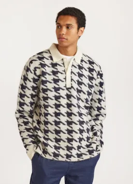Houndstooth Rugby Shirt | Mohair | Ecru