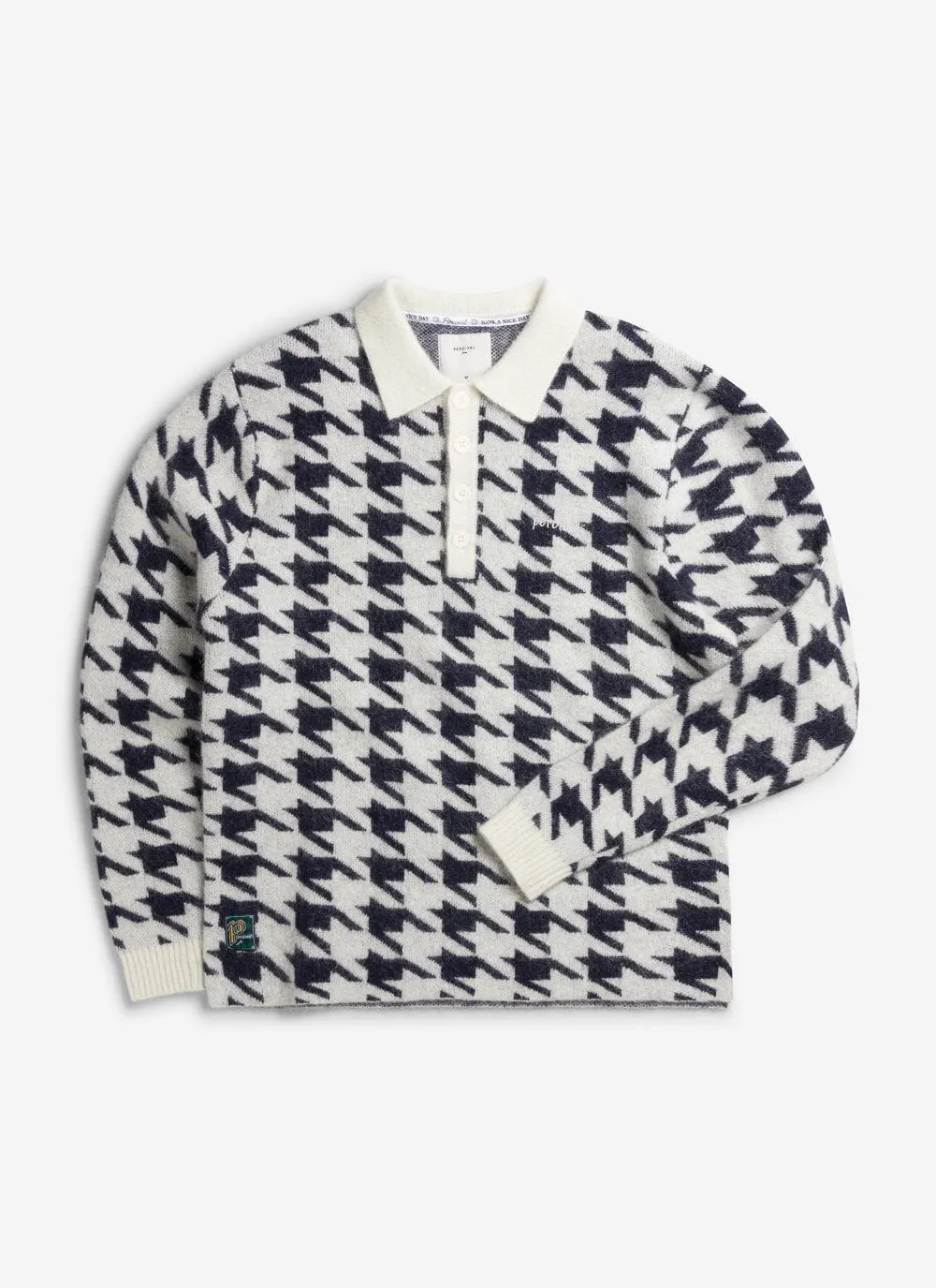 Houndstooth Rugby Shirt | Mohair | Ecru