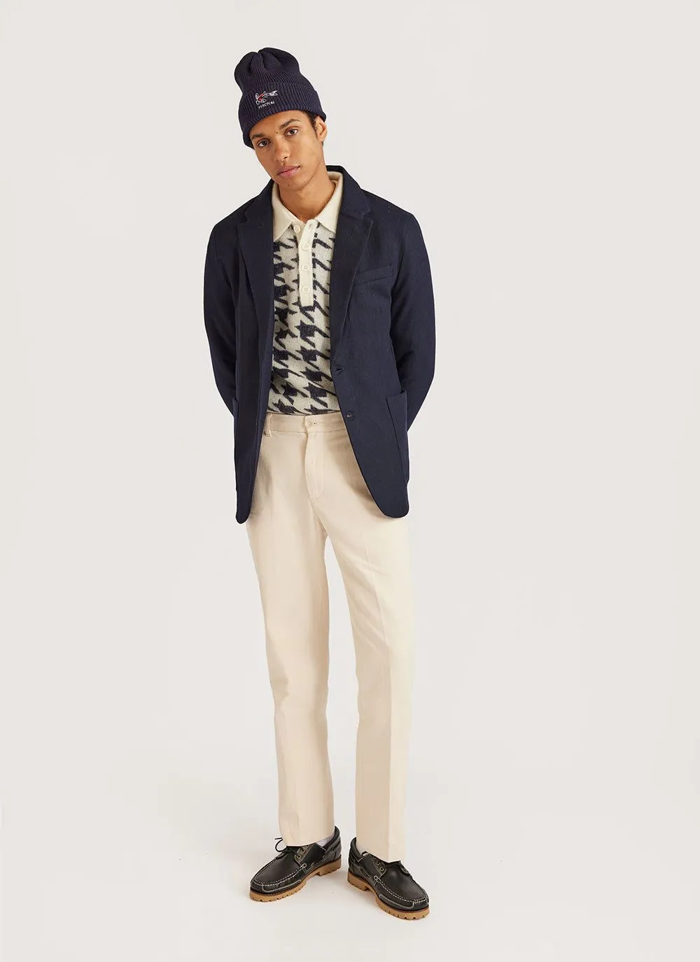 Houndstooth Rugby Shirt | Mohair | Ecru