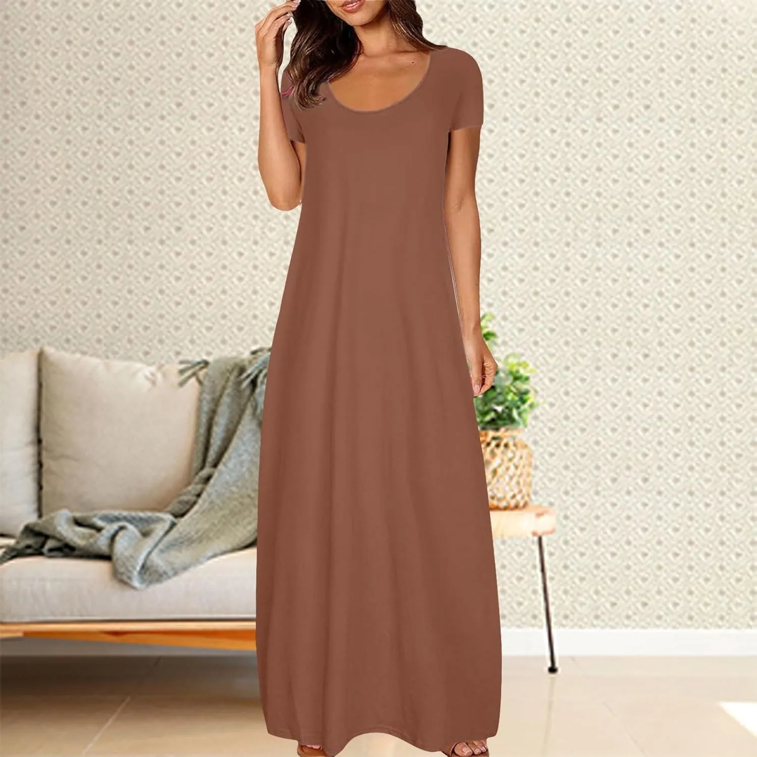 Long Maxi Dress for Women Summer Boho Loose Skirts Vacation Button Down 2025