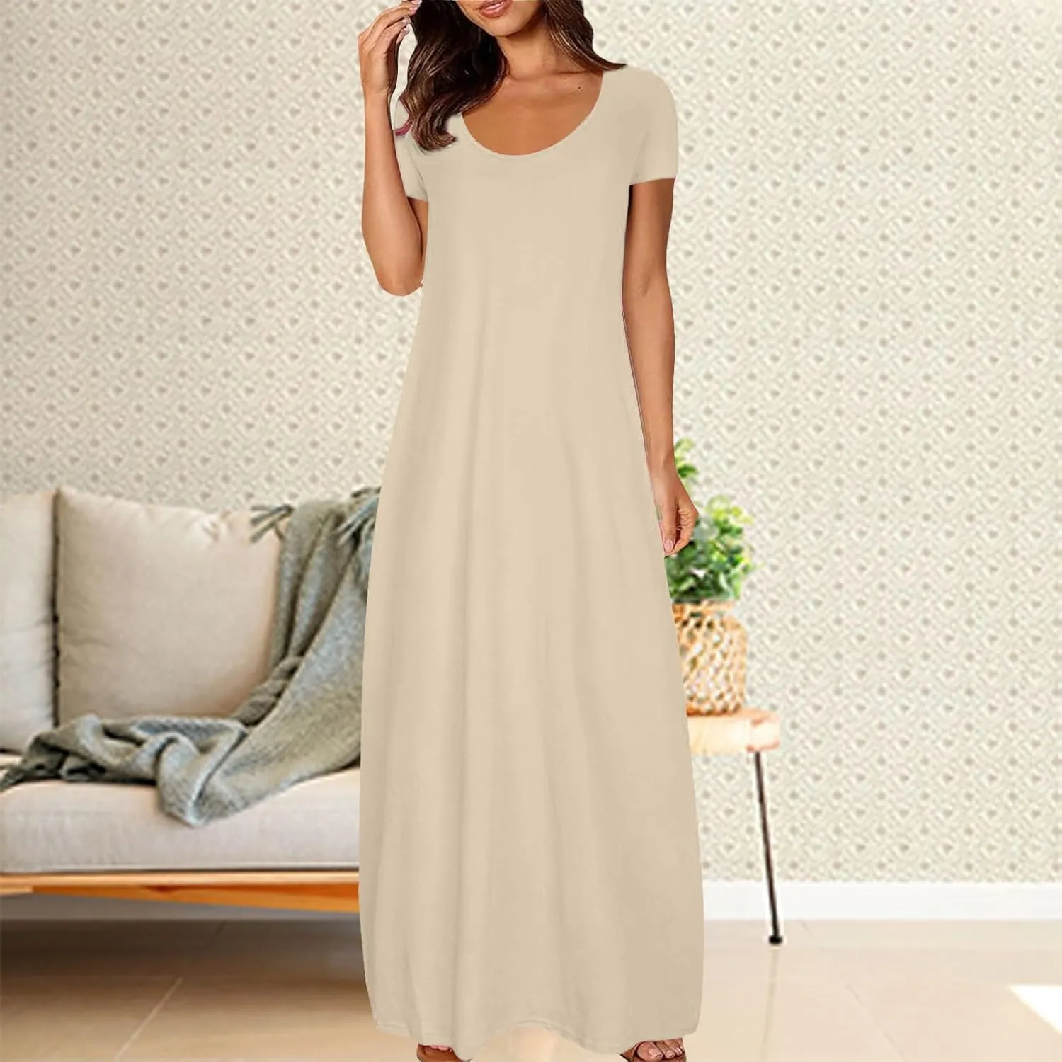Long Maxi Dress for Women Summer Boho Loose Skirts Vacation Button Down 2025