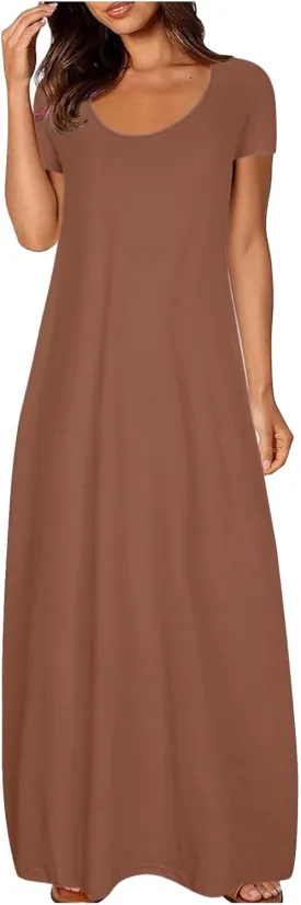 Long Maxi Dress for Women Summer Boho Loose Skirts Vacation Button Down 2025