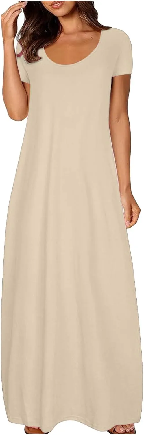 Long Maxi Dress for Women Summer Boho Loose Skirts Vacation Button Down 2025