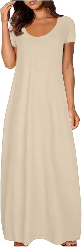 Long Maxi Dress for Women Summer Boho Loose Skirts Vacation Button Down 2025