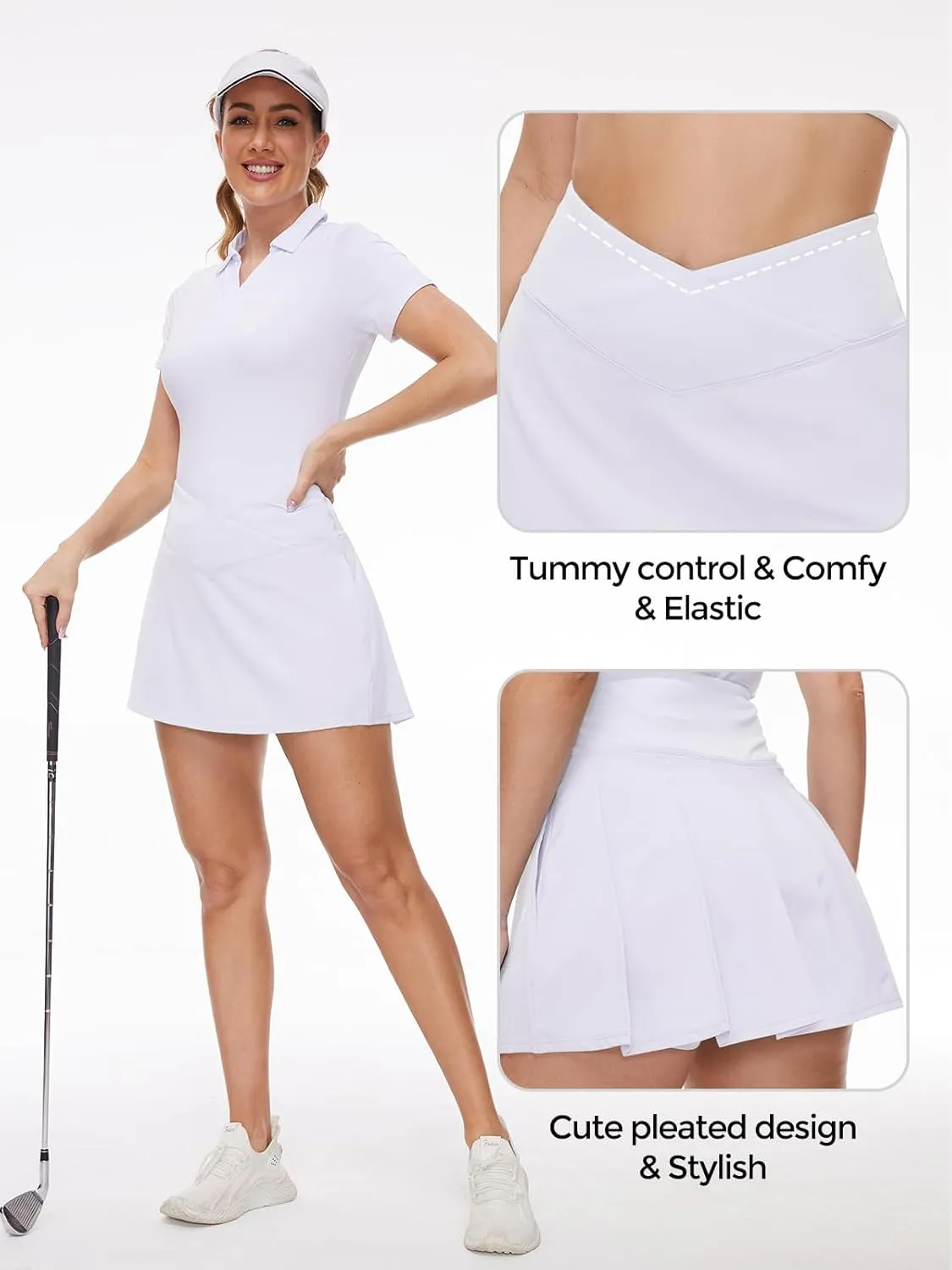 M MOTEEPI Tennis Skirt with Pockets Shorts Crossover High Waisted Golf Athletic Skort Skirts for Pickleball Workout Running