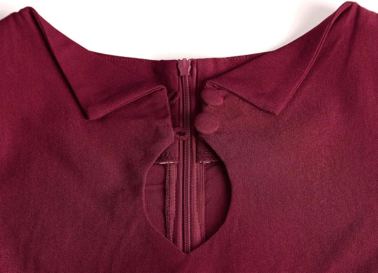 MUXXN Women's Audrey Hepburn 1960s Half Sleeve Formal Work Dress with Belt