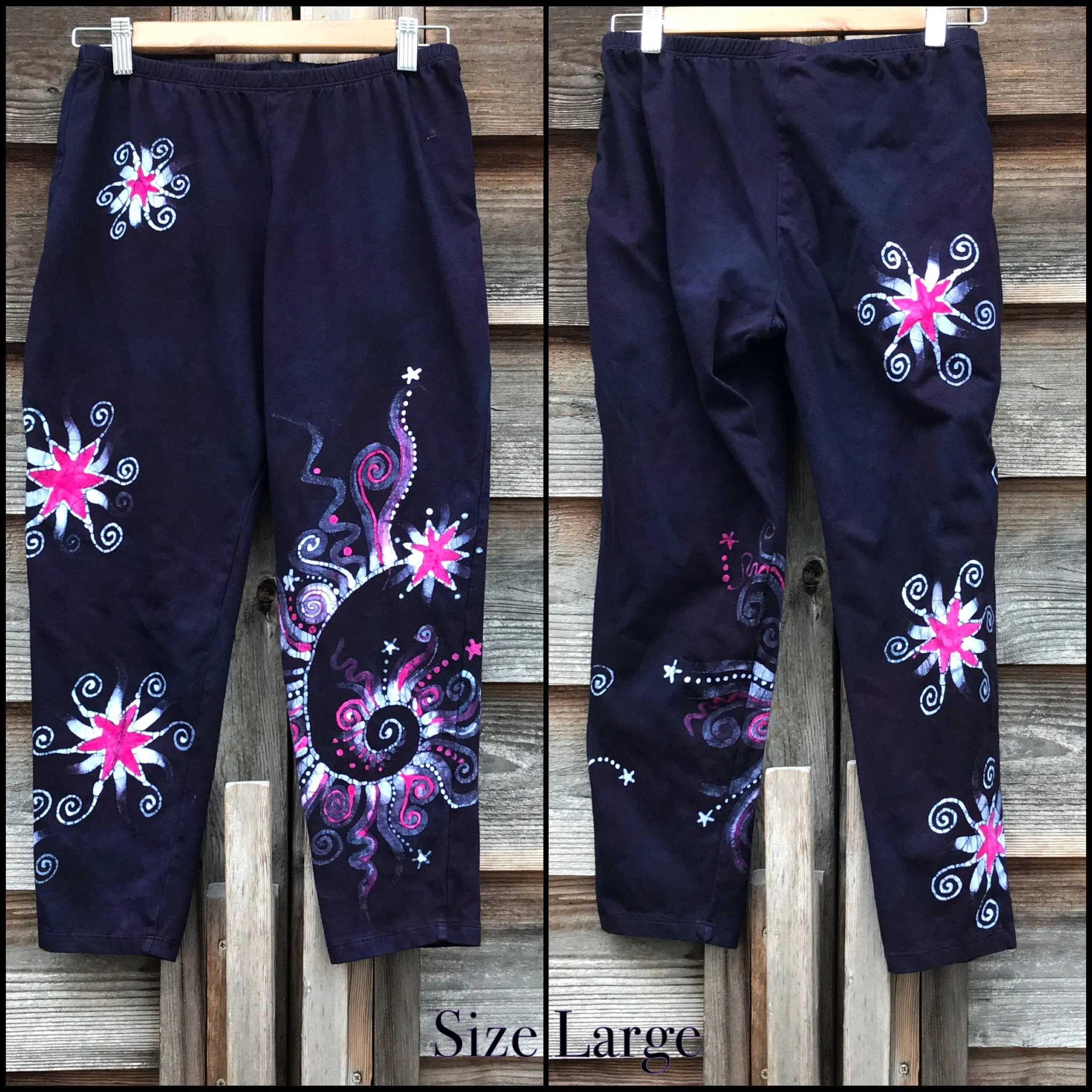 Navy Blue and Hot Pink Galaxy Batik CAPRI Leggings