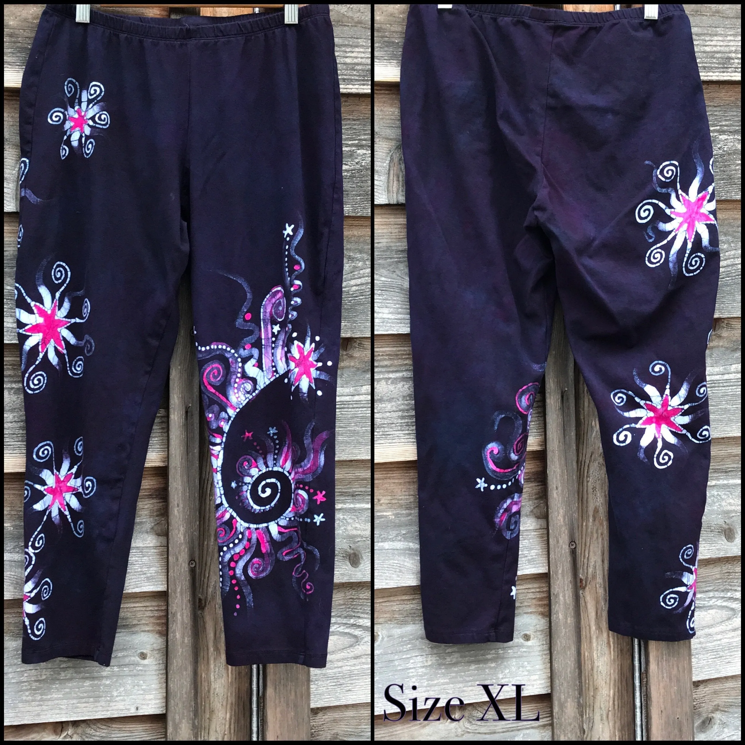 Navy Blue and Hot Pink Galaxy Batik CAPRI Leggings