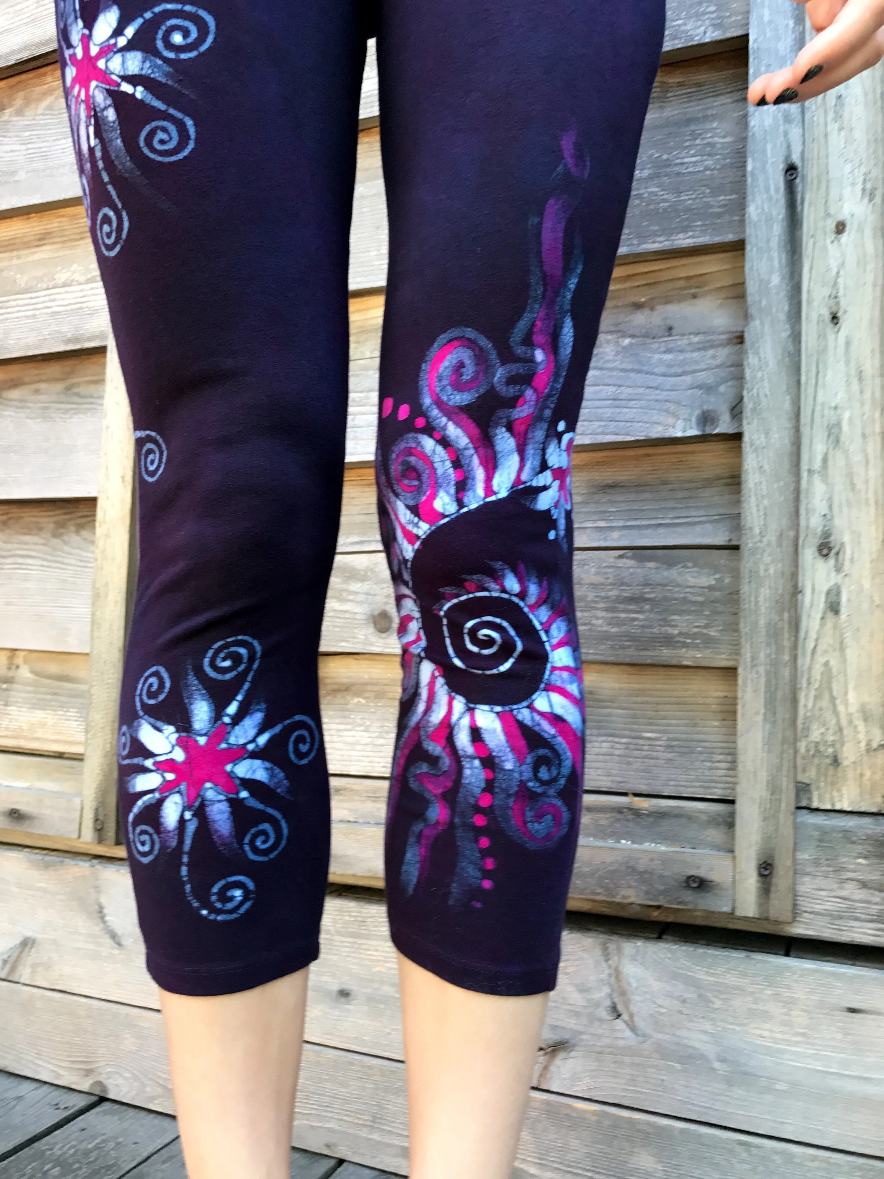 Navy Blue and Hot Pink Galaxy Batik CAPRI Leggings
