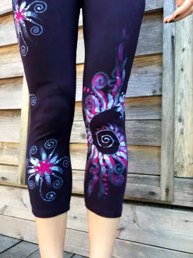 Navy Blue and Hot Pink Galaxy Batik CAPRI Leggings