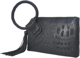 NGIL Women's Faux Leather Mini Wristlet Purse With Fringe Tassel, Wristlet Wallet Women's Handbag