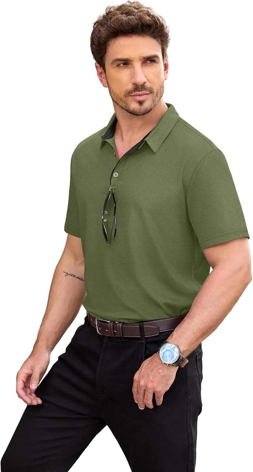 NIASHOT Mens Polo Shirt Short Sleeve Golf Sports Casual Tee