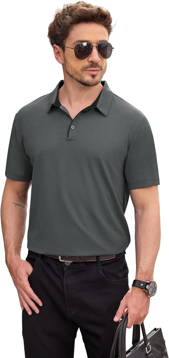 NIASHOT Mens Polo Shirt Short Sleeve Golf Sports Casual Tee