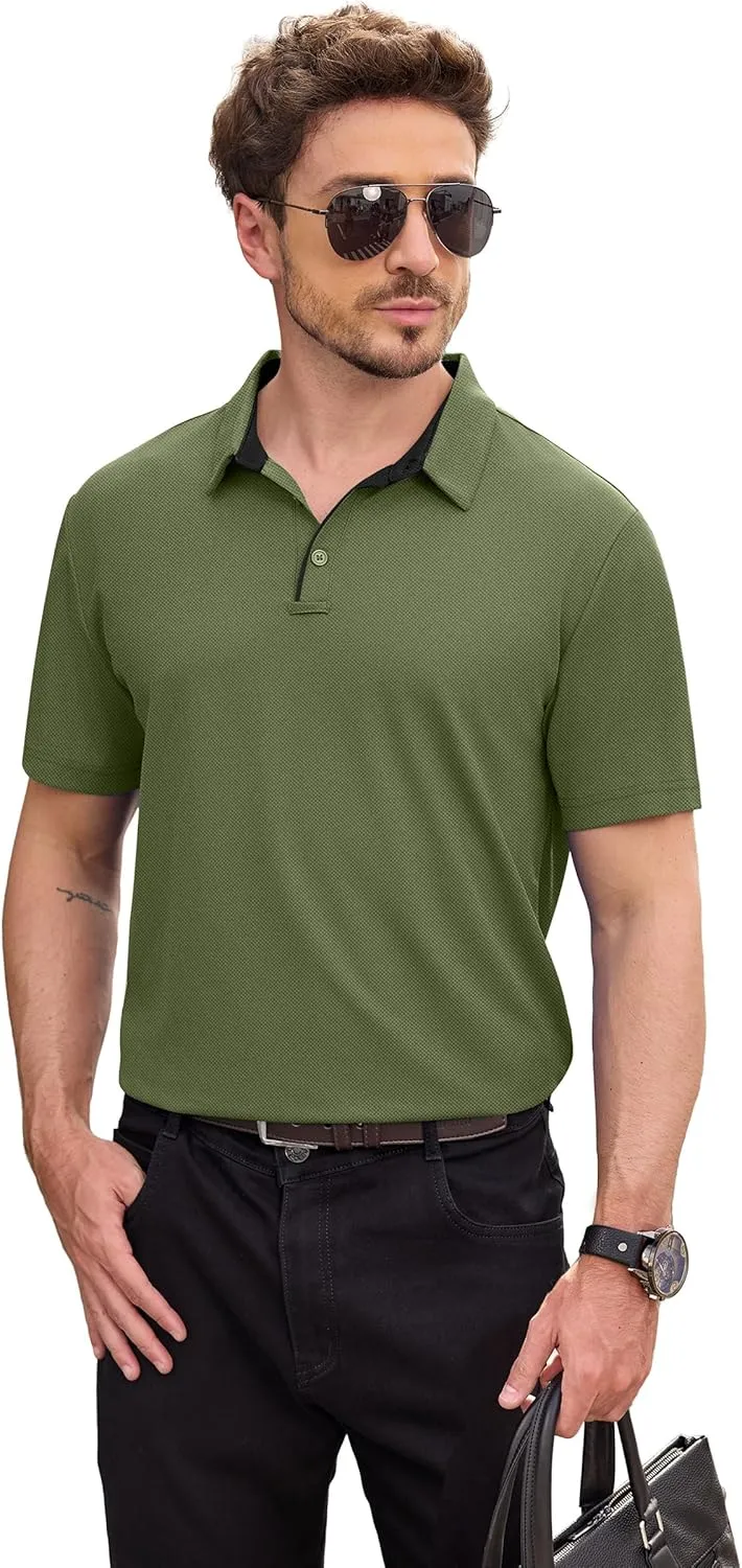 NIASHOT Mens Polo Shirt Short Sleeve Golf Sports Casual Tee