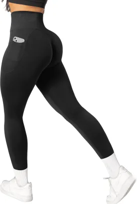 OMKAGI Women Scrunch Butt Lifting Leggings with Pockets Compression High Waisted Gym Workout Leggings