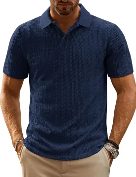PJ PAUL JONES Mens Polo Shirts Short Sleeve Casual Collared Shirts Textured Stretchy Golf Shirts