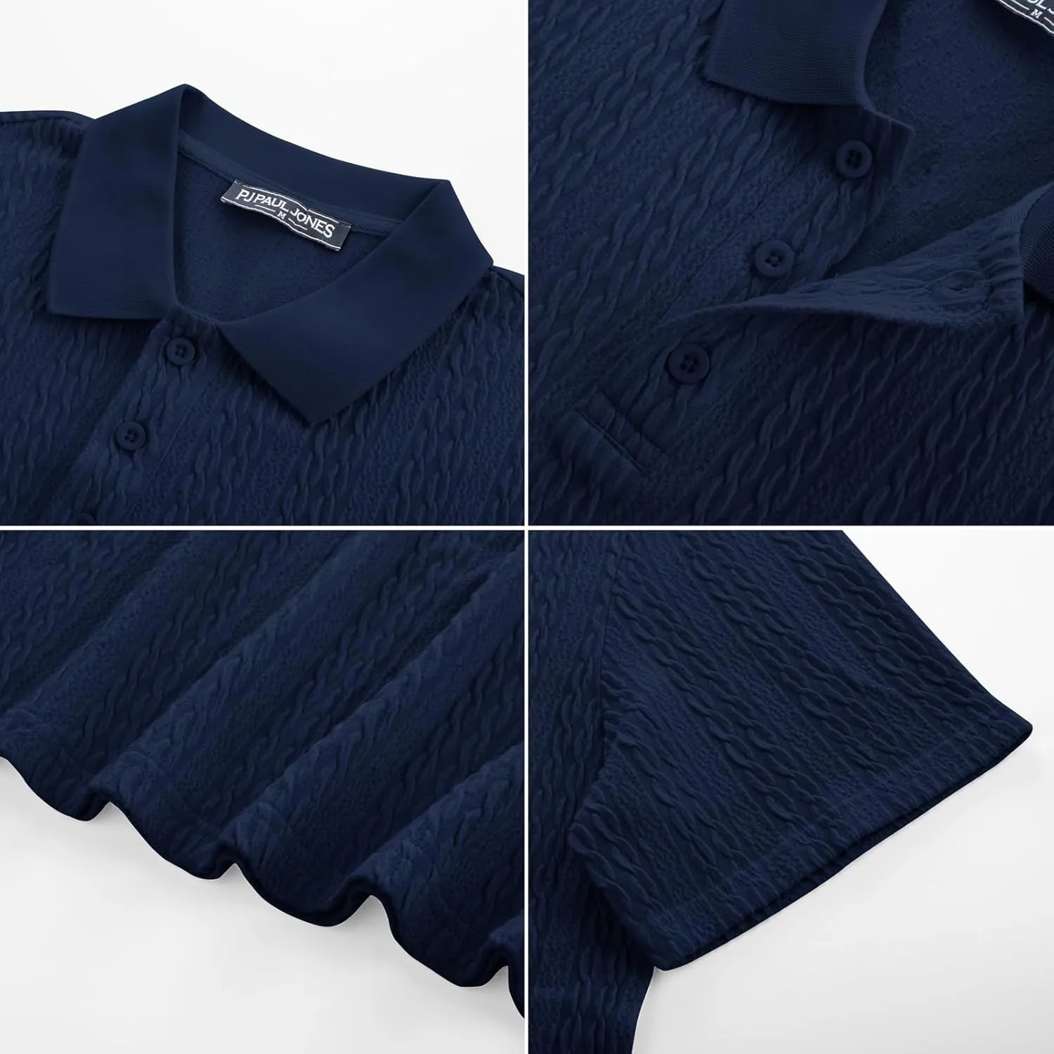 PJ PAUL JONES Mens Polo Shirts Short Sleeve Casual Collared Shirts Textured Stretchy Golf Shirts