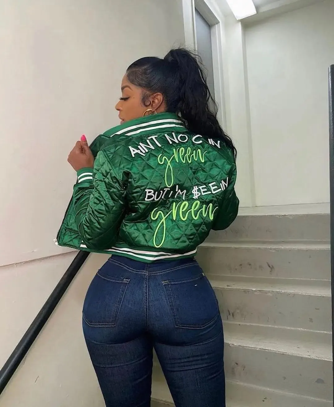 Shauna Long Sleeve Full Zip Up Letter Embroidery Streetwear Jackets