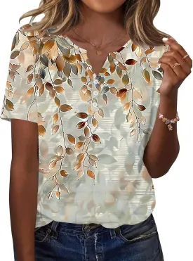 Short Sleeve Shirts for Women Trendy Summer Tops V-Neck Button Down Blouse Ladies Top Graphic Tees