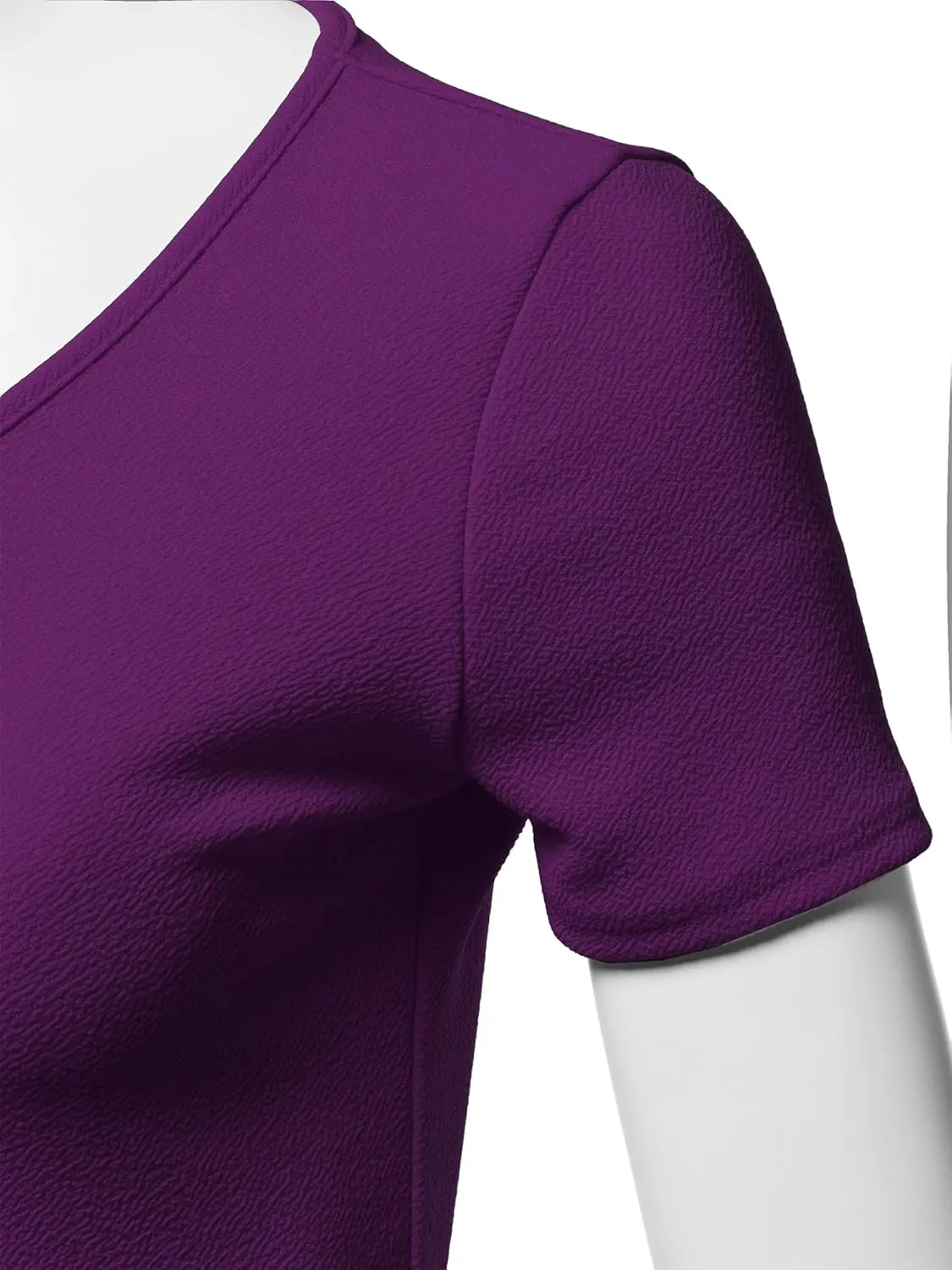 SSOULM Women's Classic Stretchy Short Sleeve Flare Peplum Blouse Top with Plus Size