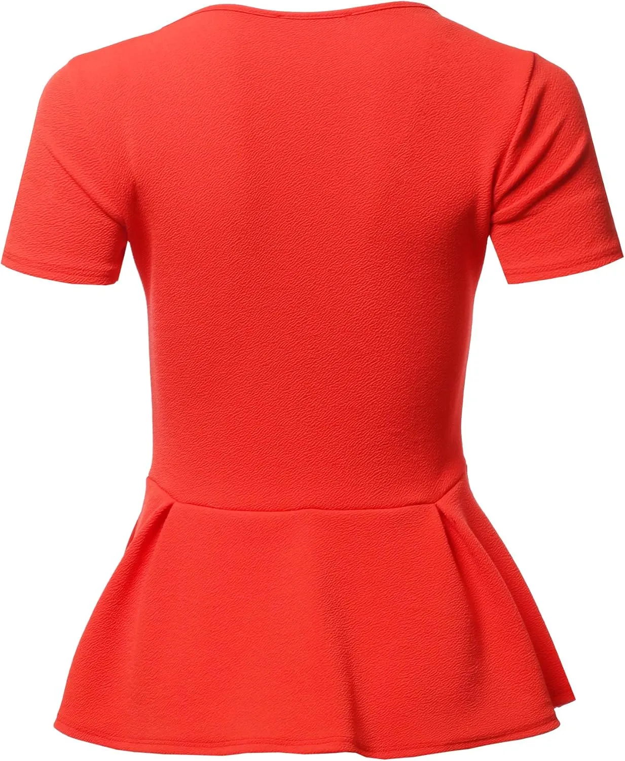 SSOULM Women's Classic Stretchy Short Sleeve Flare Peplum Blouse Top with Plus Size