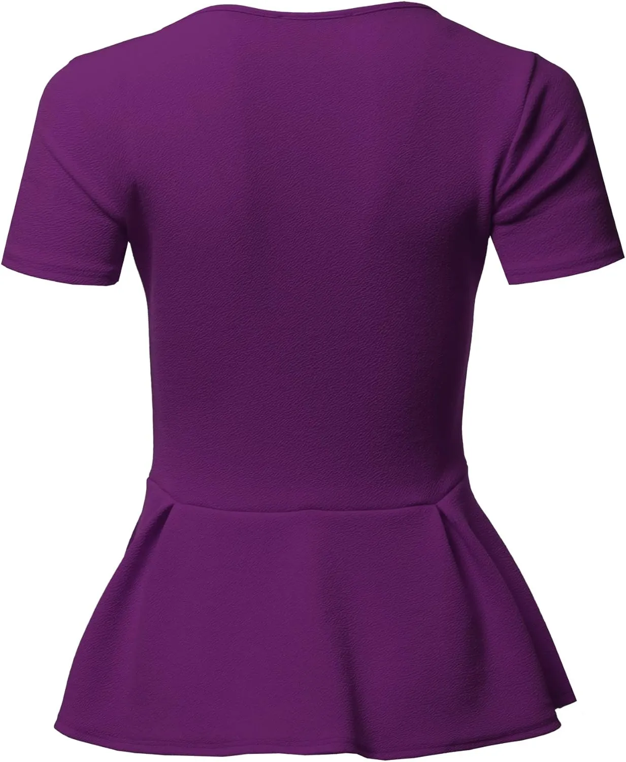 SSOULM Women's Classic Stretchy Short Sleeve Flare Peplum Blouse Top with Plus Size