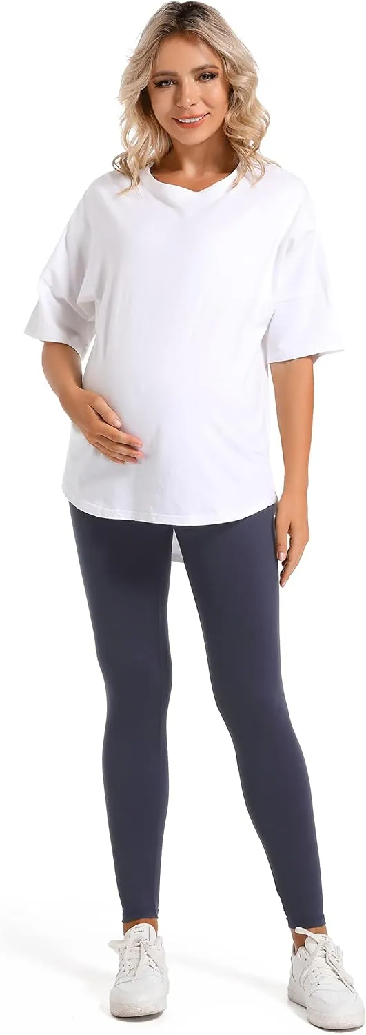 V VOCNI Maternity Leggings Over The Belly Women's Essential Stretch Buttery Soft Knit Belly Support Pregnancy Leggings
