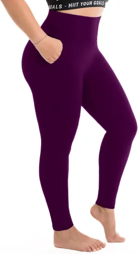 Walifrey Plus Size Leggings with Pockets for Women, High Waist Opaque Tummy Control Leggings