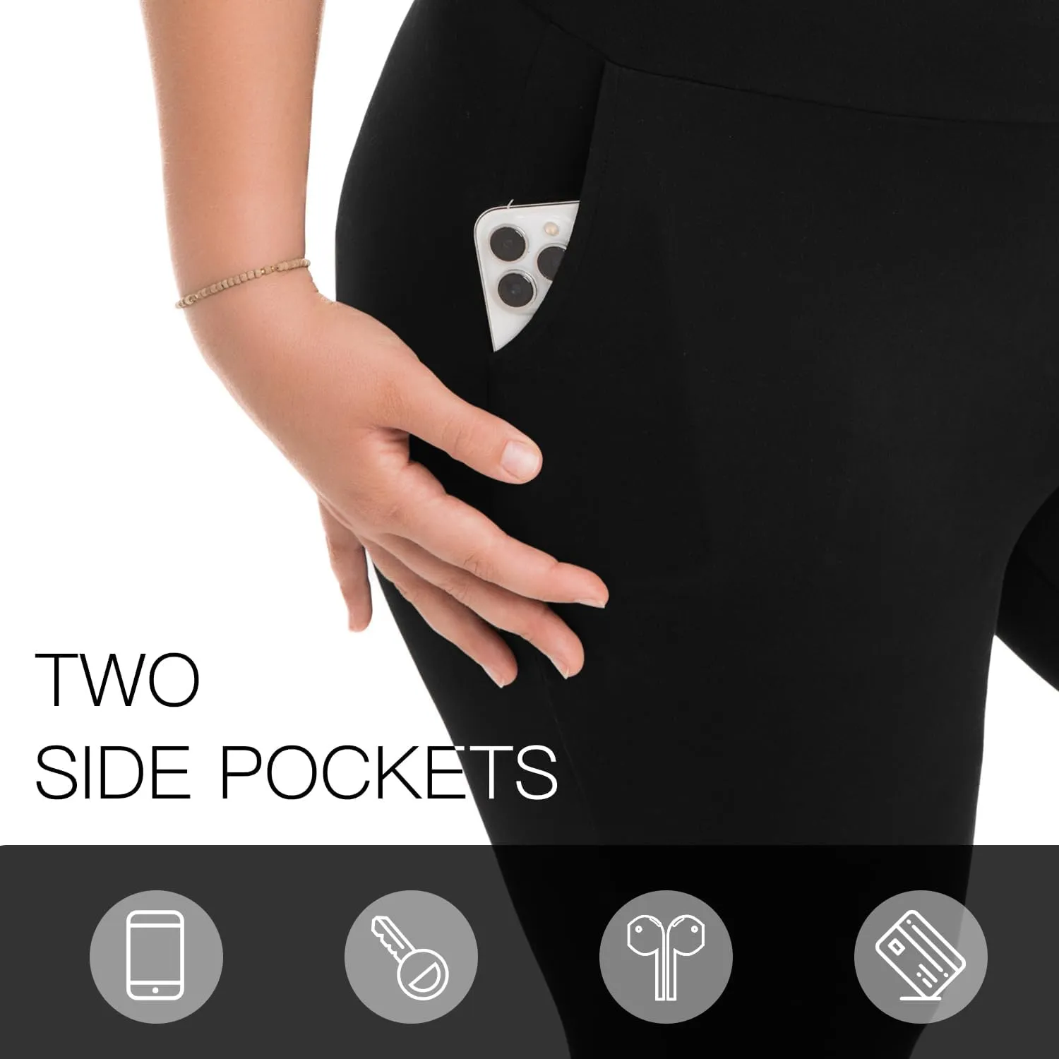 Walifrey Plus Size Leggings with Pockets for Women, High Waist Opaque Tummy Control Leggings