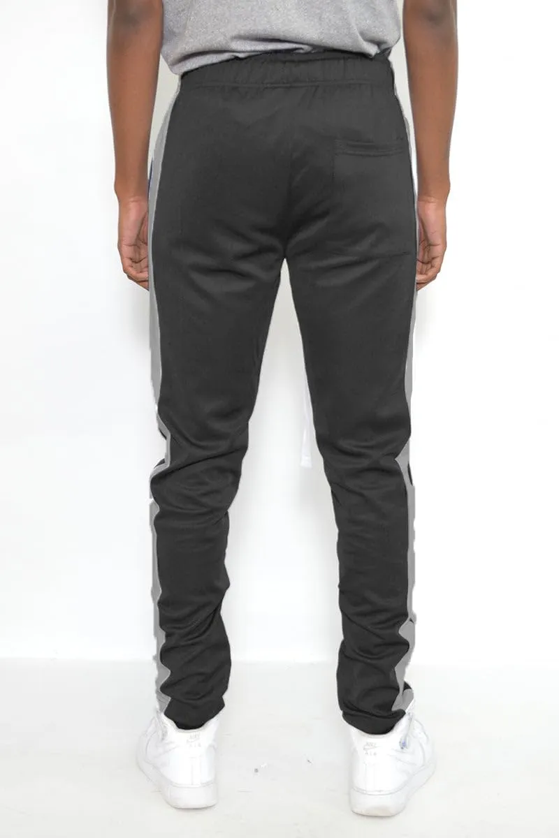 WEIV GEAR Mens Single Stripe Track Pants Slim Fit Stretch Trouser Elastic Jogger
