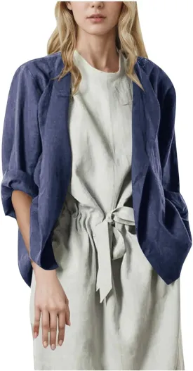 Womens Cotton Linen Cardigans Summer Long Sleeve High-Low Hem Open Front Shirts Lightweight Casual Jacket Tops for Going Out
