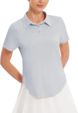 Women's Golf Polo Shirts UPF 50  Sun Protection 3-Button Short Sleeve Quick Dry Shirt Athletic Tennis Golf Tops