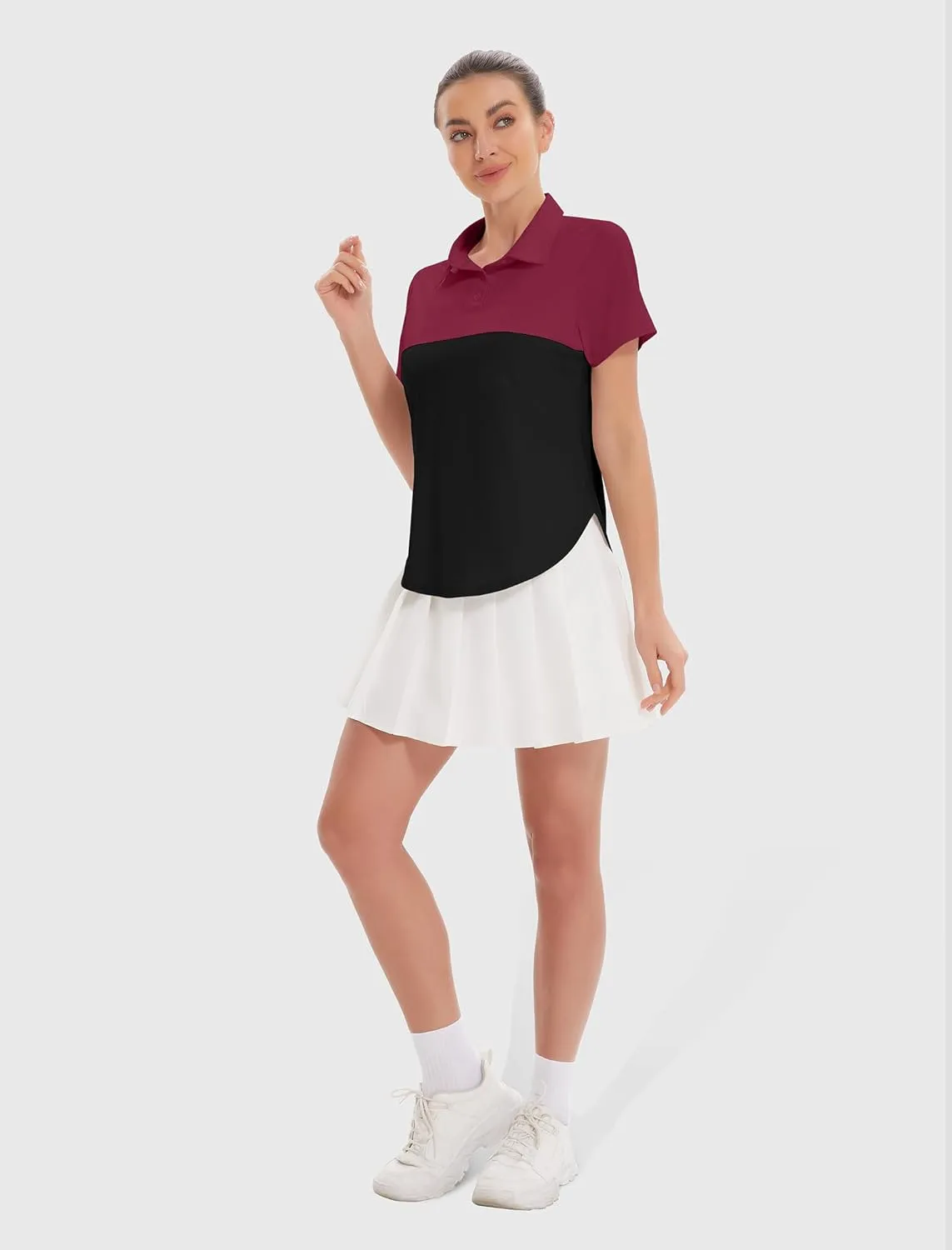 Women's Golf Polo Shirts UPF 50  Sun Protection 3-Button Short Sleeve Quick Dry Shirt Athletic Tennis Golf Tops