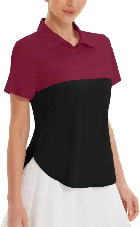 Women's Golf Polo Shirts UPF 50  Sun Protection 3-Button Short Sleeve Quick Dry Shirt Athletic Tennis Golf Tops