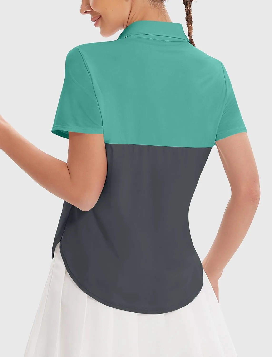 Women's Golf Polo Shirts UPF 50  Sun Protection 3-Button Short Sleeve Quick Dry Shirt Athletic Tennis Golf Tops