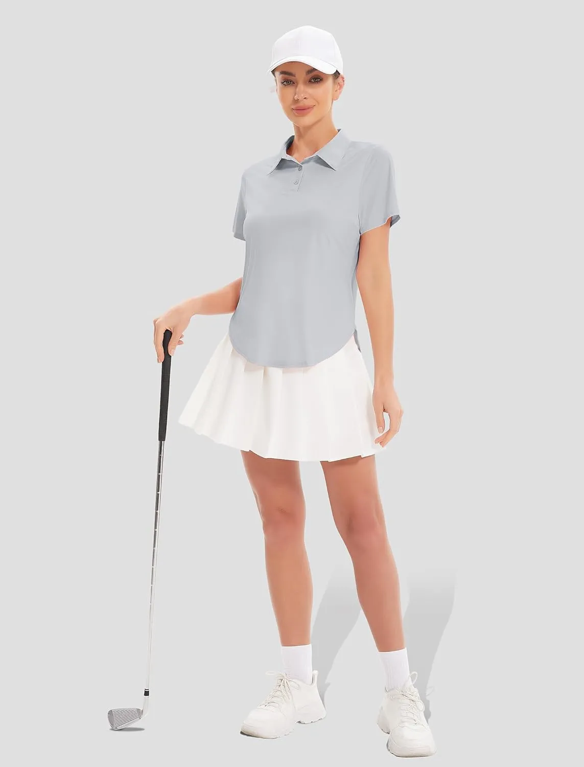 Women's Golf Polo Shirts UPF 50  Sun Protection 3-Button Short Sleeve Quick Dry Shirt Athletic Tennis Golf Tops