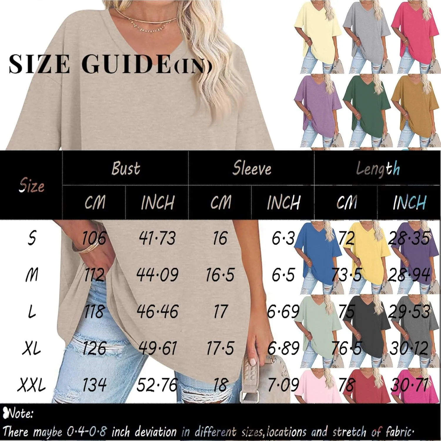 Womens Summer Oversized Shirts V Neck Business Casual Workout Tops Beach Vacation 2025 Gym Clothes Cotton Short Sleeve Tops