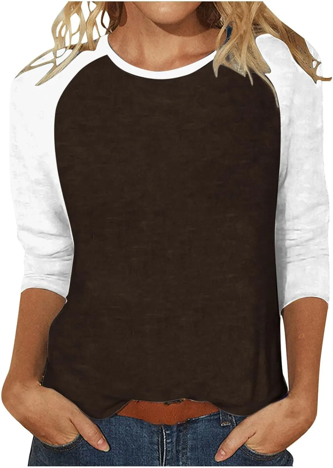 Womens Summer Tops Fashion Daisy Print Daily Shirts 3/4 Sleeve Casual Boat Neck Cute Tops Fashion Loose Fit T-Shirts
