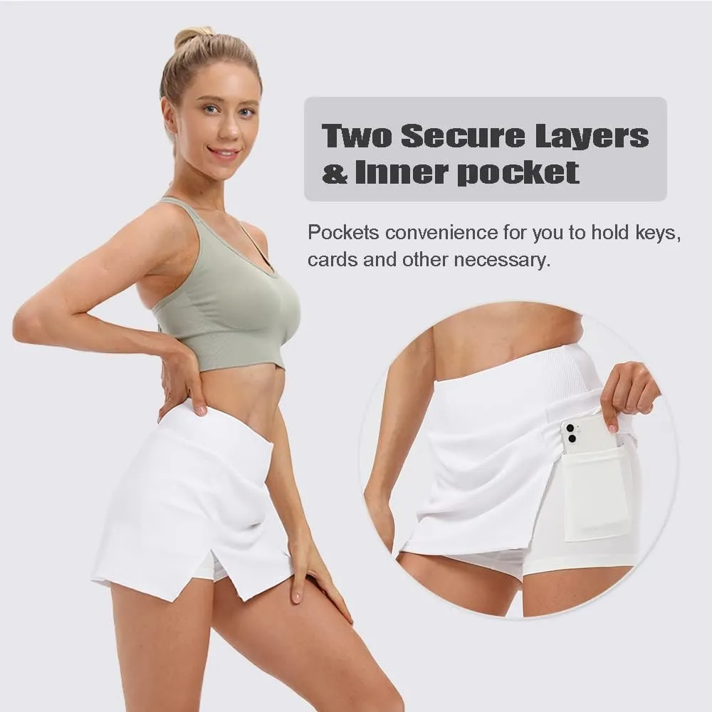 Women's Tennis Skirt Cute Golf Short Mini Skirt Skort Split Hem Bodycon Pencil Skirts for Workout Sports Athletic